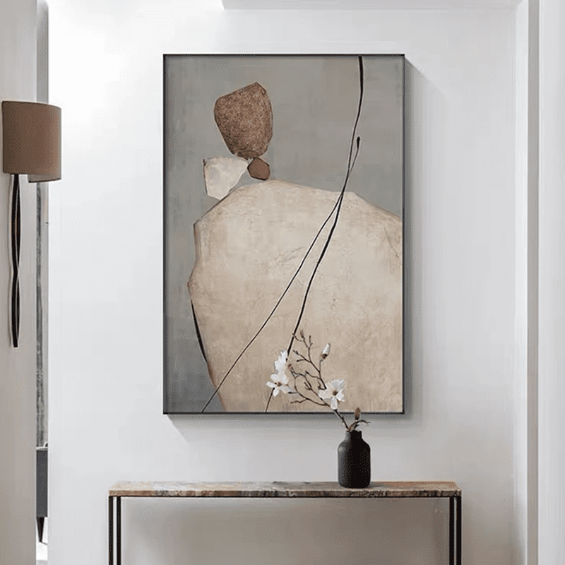 Wabi-Sabi Harmony: Textured Abstract Art (Large, Neutral Tones)