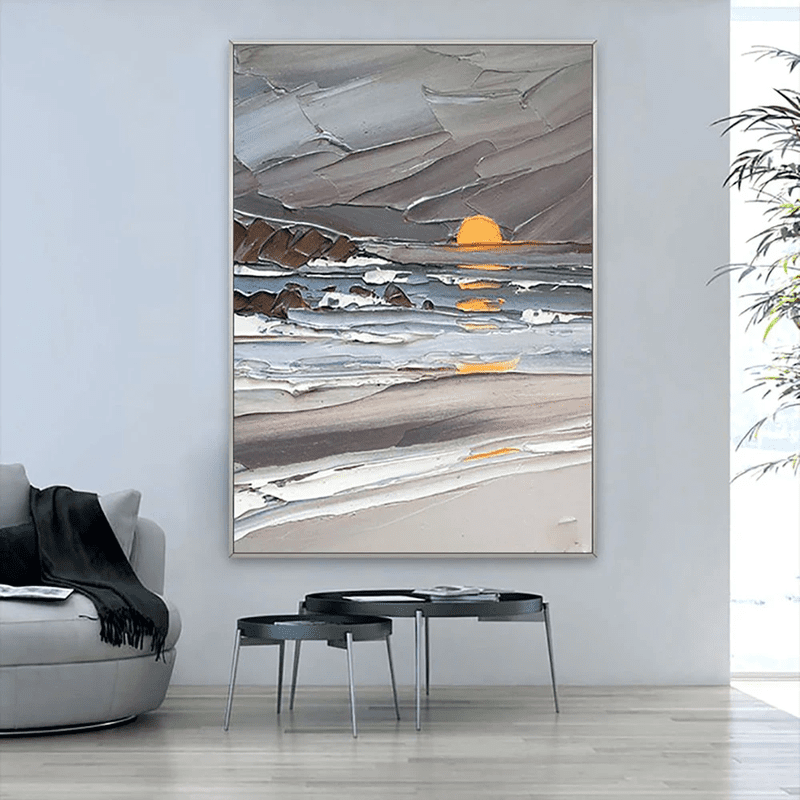 Japandi Dimension: Textured Abstract Canvas in Warm Neutrals