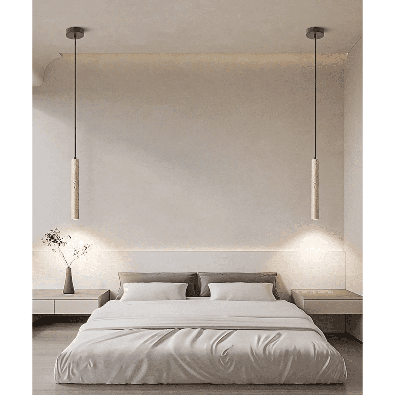 Modern Minimalist Chandelier: Warm Travertine Light for Home or Restaurant