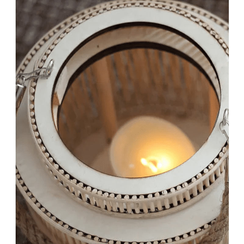 Beige Handmade Japandi Woven Wind Lamp - Candlestick for Home and Hotel Decor