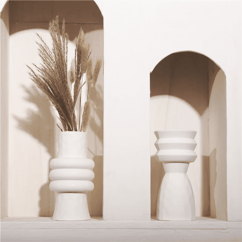 Nordic Elegance: White Ceramic Vase (Flowers/Plants, Home Decor)