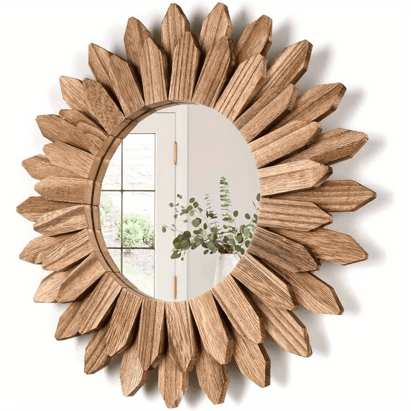 Wooden Farmhouse Mirror - Wall Mounted Vanity Decor