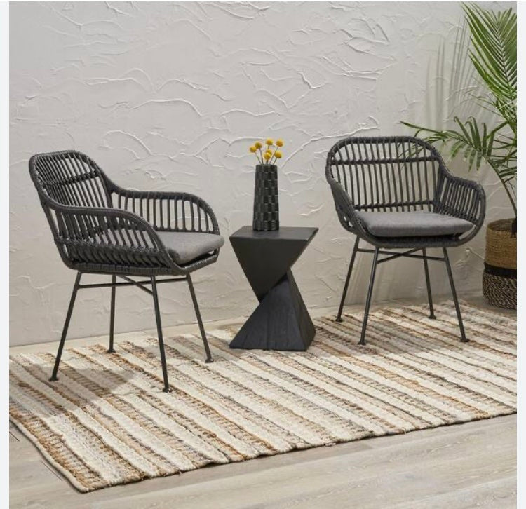 Japandi Dining Comfort: Rattan Armchairs (Natural Texture, Indoor/Outdoor)