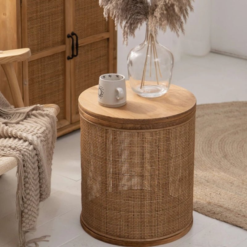 Woven Rattan Center Table: Versatile Living Room Furniture with Storage