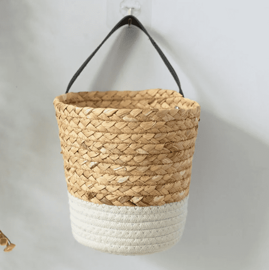 Japandi Organizer: Handwoven Rattan Basket for Plants & Storage