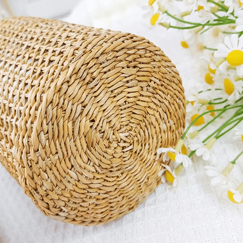 Japandi Style Glass Vase with Straw Woven Design