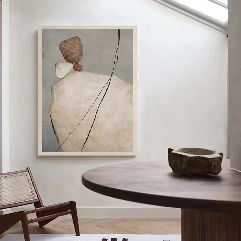 Wabi-Sabi Harmony: Textured Abstract Art (Large, Neutral Tones)