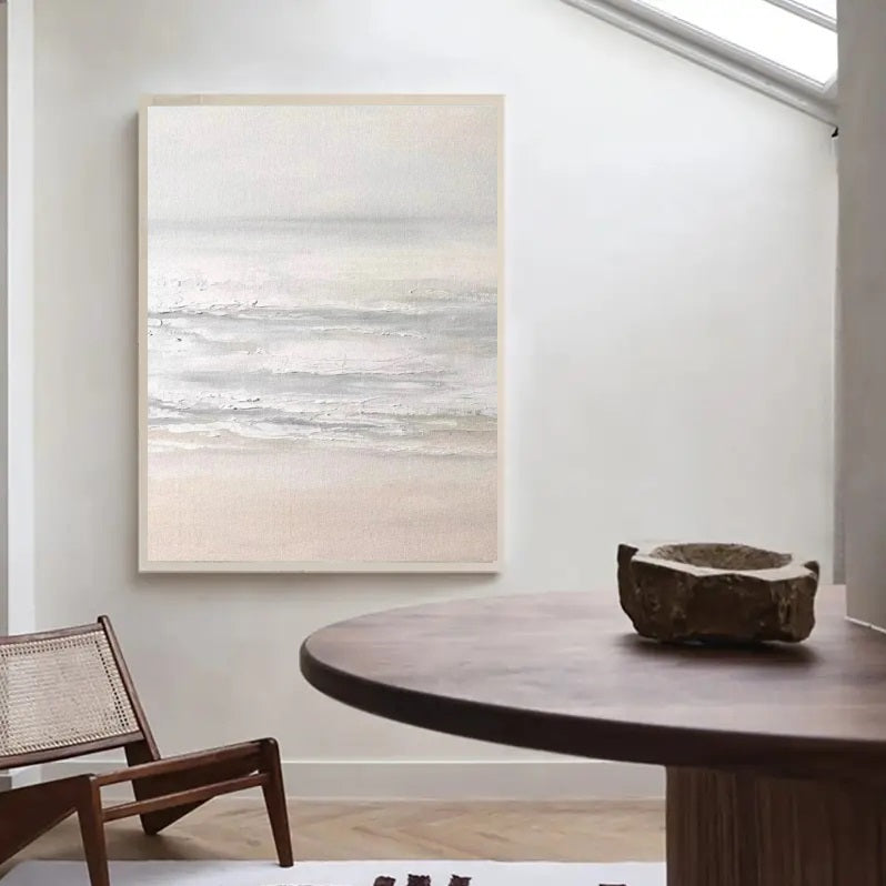 Modern Minimalism: Abstract Seascape Art (Neutral Tones, Textured)