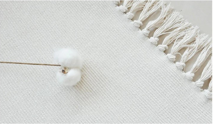 White Knitted Cloth Fabric Floor Rugs for Living Room and Bedroom