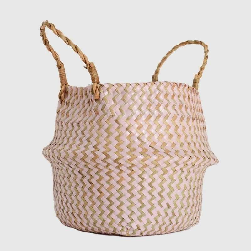 Handmade Boho Striped Wicker Baskets