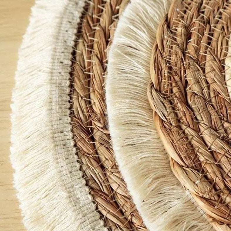 Round Wicker Placemat with Tassels