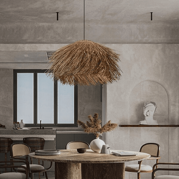 Wabi Sabi Hand-Woven Rattan Pendant Light for Home Decor