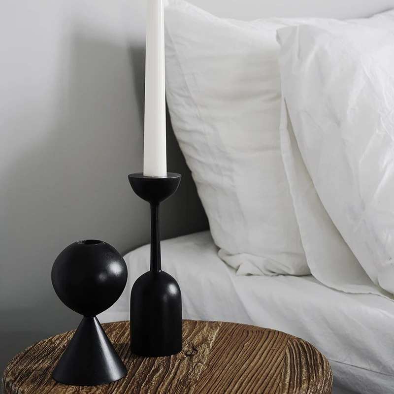 Nordic Wooden Candle Holders Set