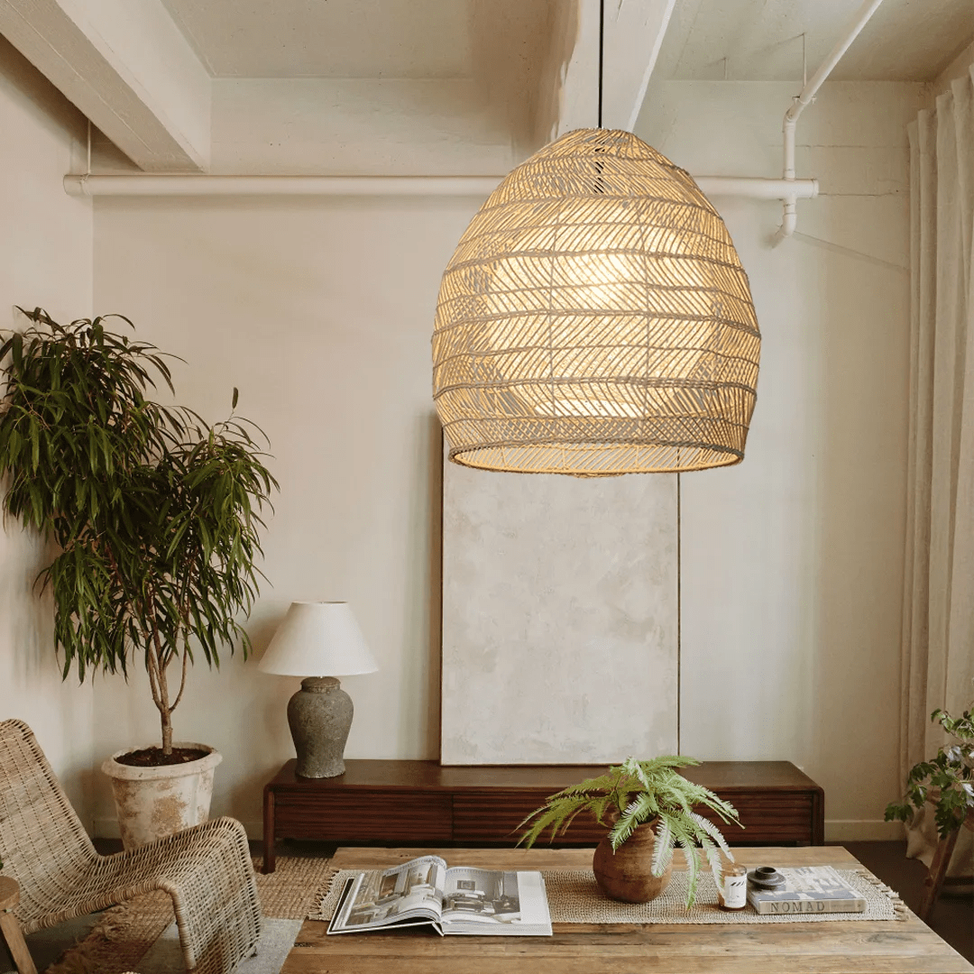 Japandi-Style Handmade Rattan Pendant Lamp