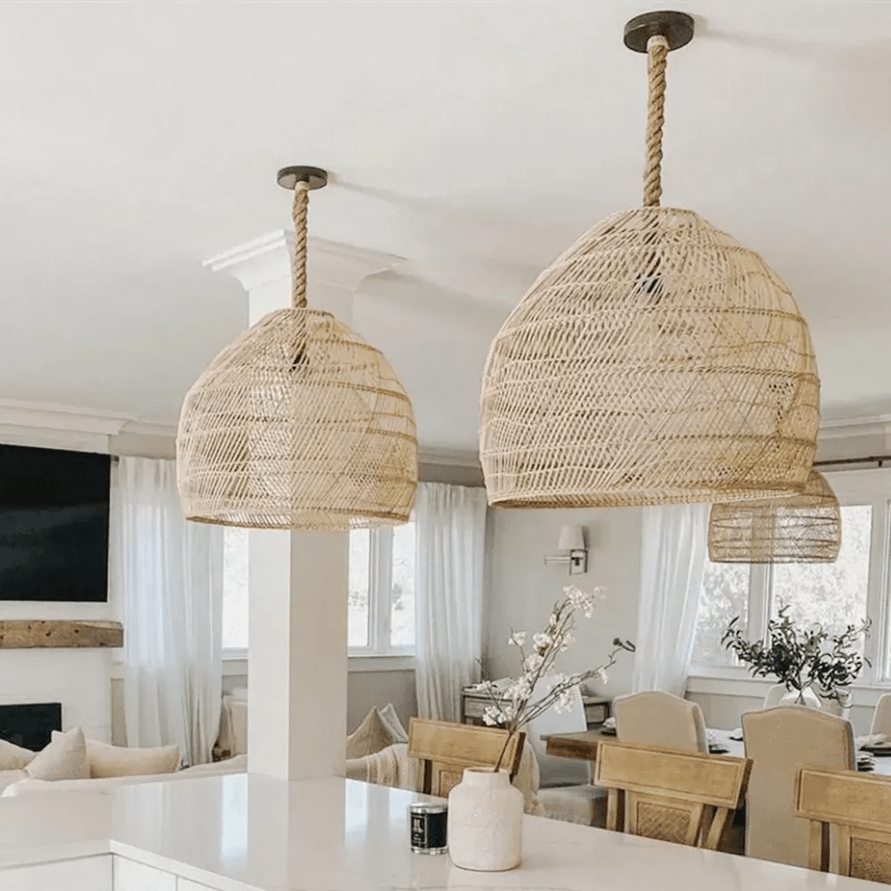 Japandi-Style Handmade Rattan Pendant Lamp