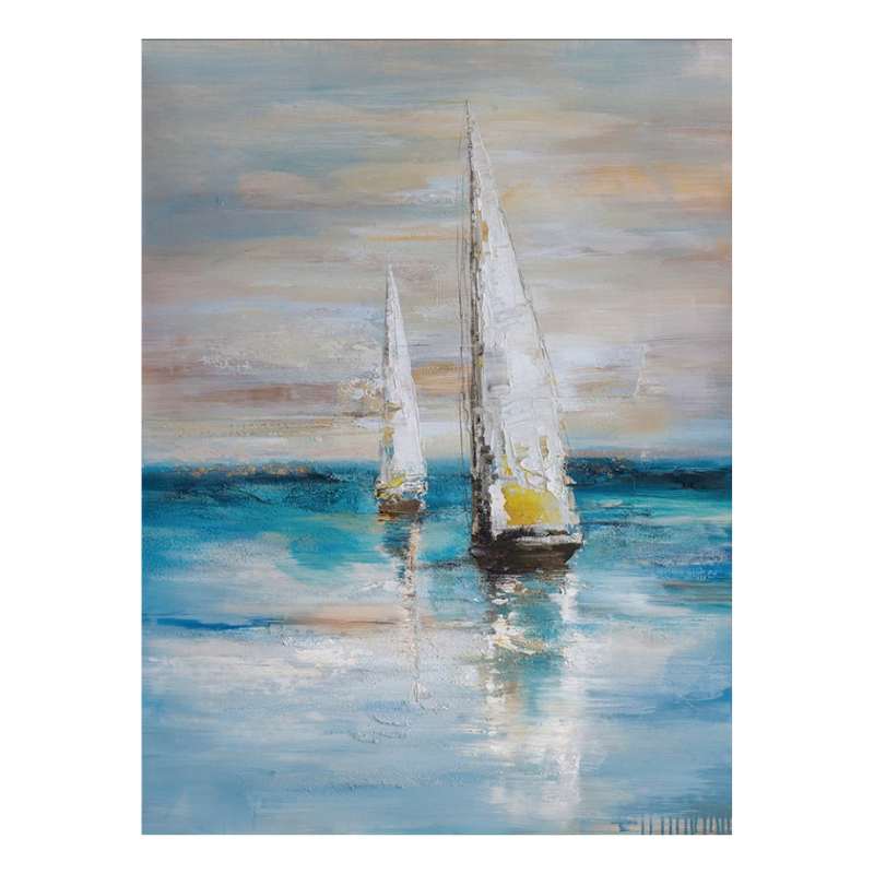 Hand-painted Sail Boat Seascape Oil Painting