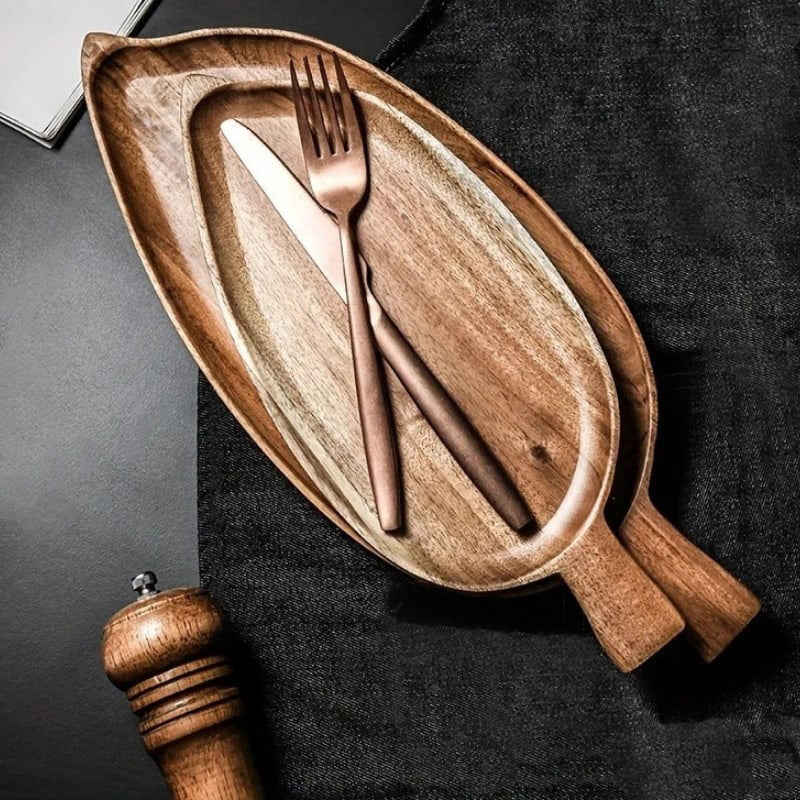 Wooden Leaf Shaped Food Tray