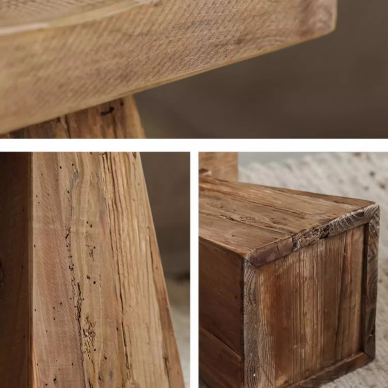 Rustic Wabi-Sabi T-Shape Wood Stool