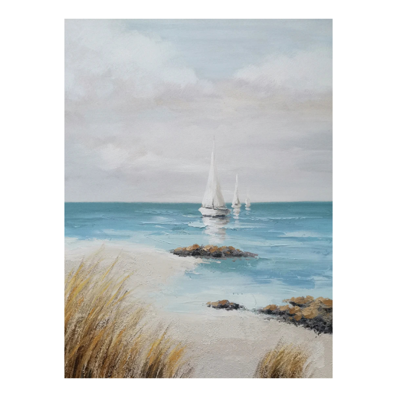 Handmade Seascape Oil Painting - Abstract Sailing Boat