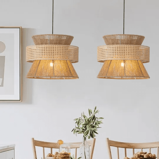 Earthy Elegance: Wabi-Sabi Rattan Chandelier (Handcrafted)