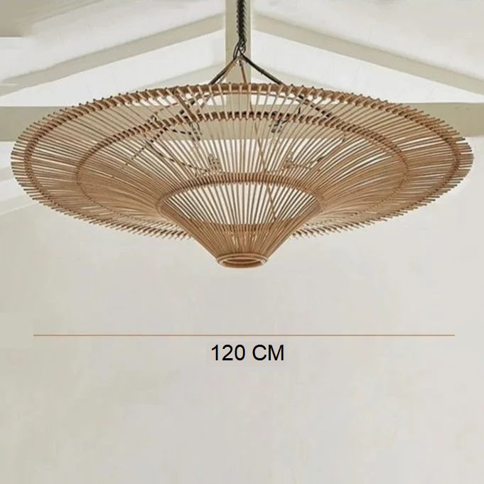 Japanese Rattan Wabi Sabi Pendant Light - Straw Hat Chandelier