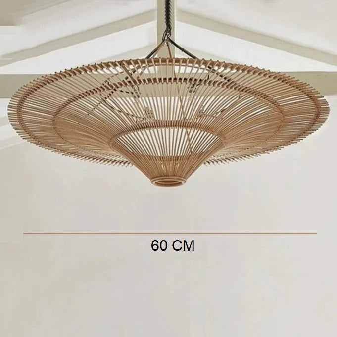 Japanese Rattan Wabi Sabi Pendant Light - Straw Hat Chandelier