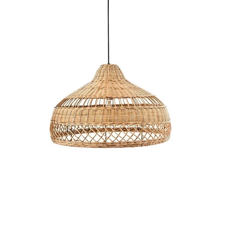 Beige Japandi Style Rattan Pendant Lights - Handmade Hanging Lamp