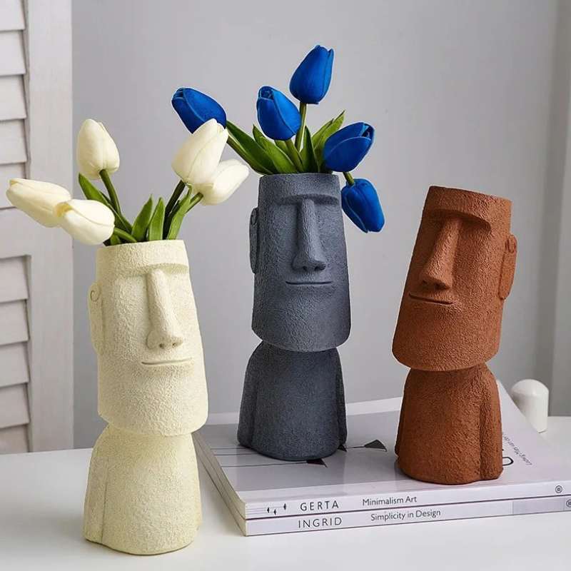 Abstract Ceramic Face Vase for Home Decor