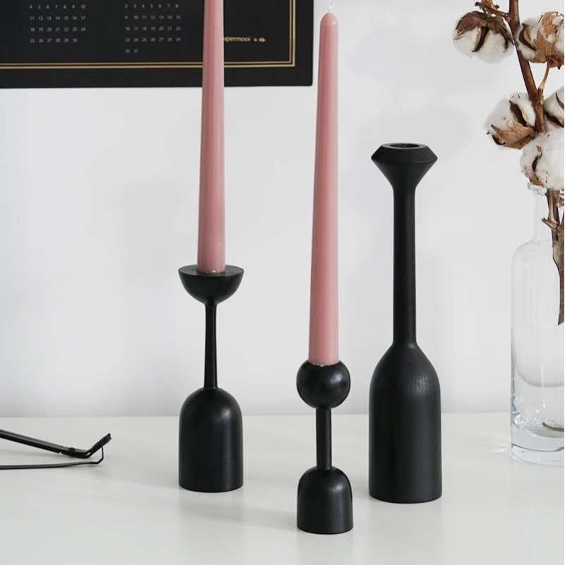 Nordic Wooden Candle Holders Set