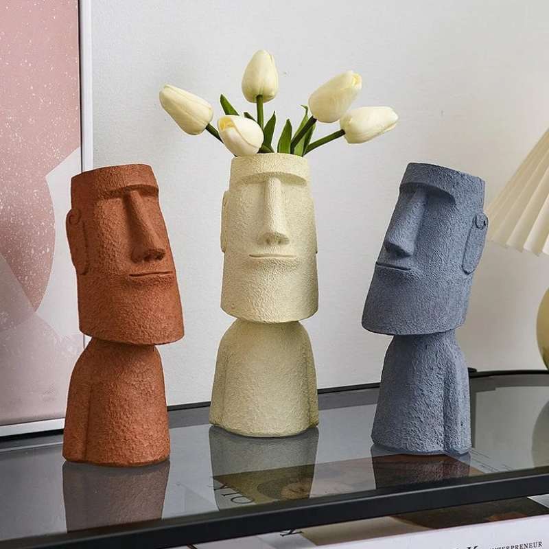 Abstract Ceramic Face Vase for Home Decor