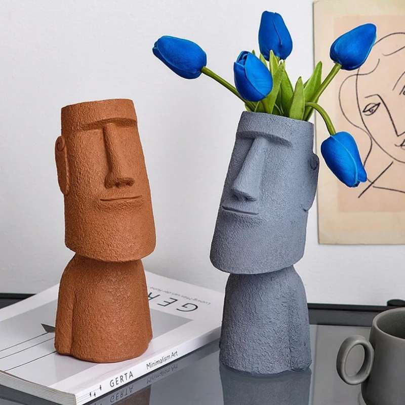 Abstract Ceramic Face Vase for Home Decor