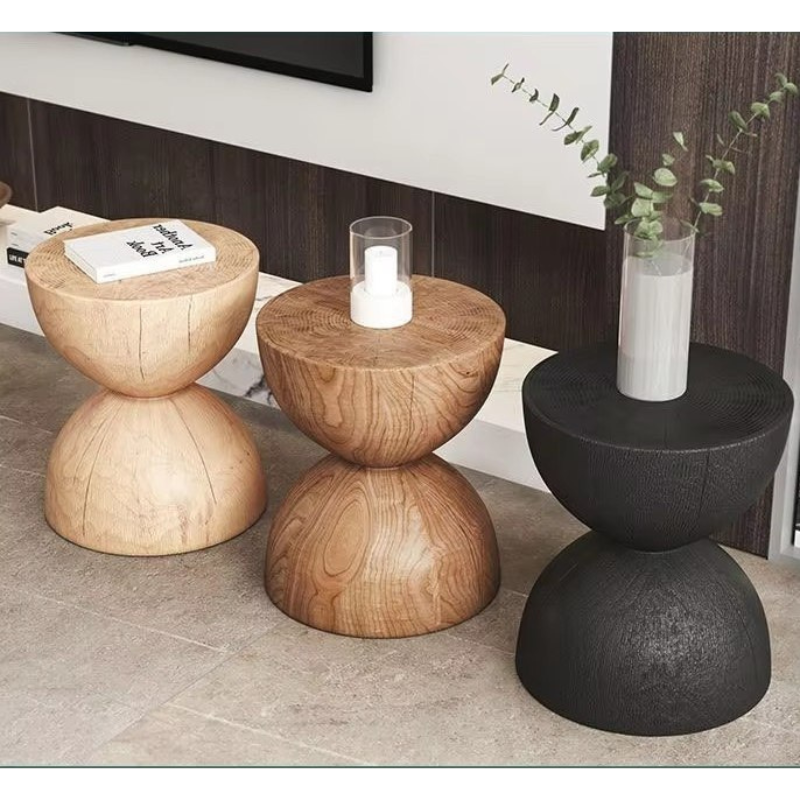 Nordic Pine Wood Stool - Modern Minimalist Round Design