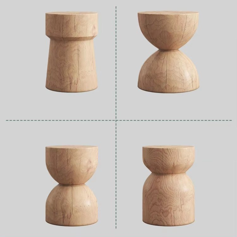 Nordic Pine Wood Stool - Modern Minimalist Round Design