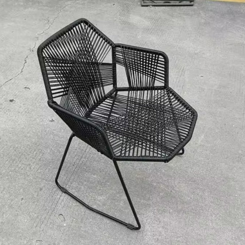 Nordic Wrought Iron Bar Chair - Modern PP Rattan Back