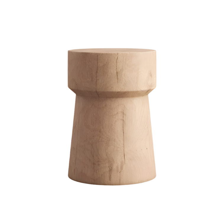 Nordic Pine Wood Stool - Modern Minimalist Round Design