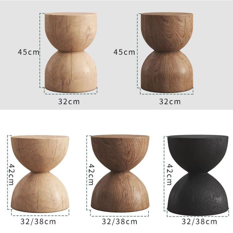 Nordic Pine Wood Stool - Modern Minimalist Round Design