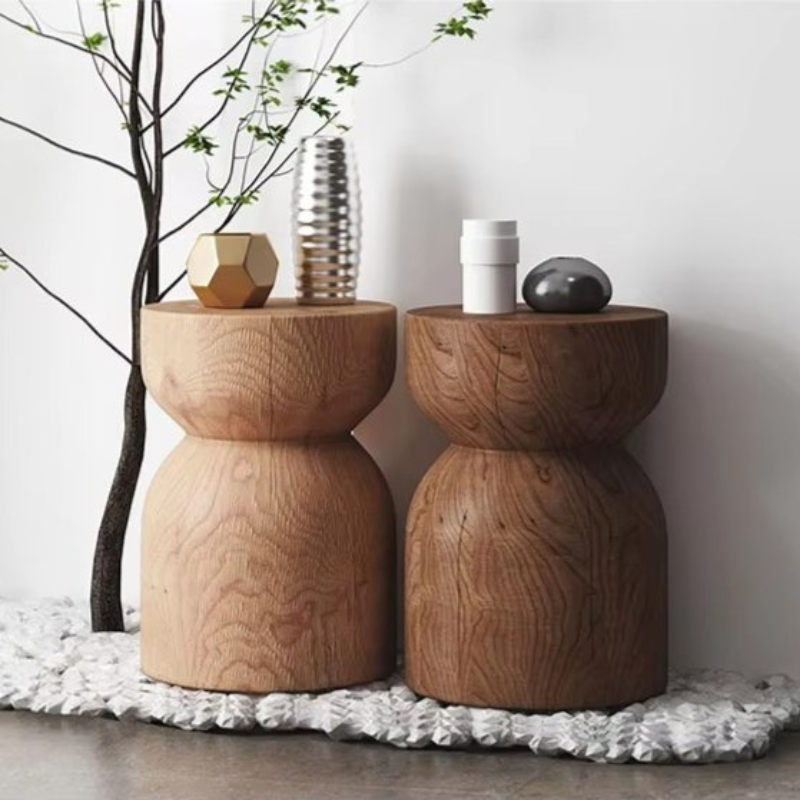 Nordic Pine Wood Stool - Modern Minimalist Round Design