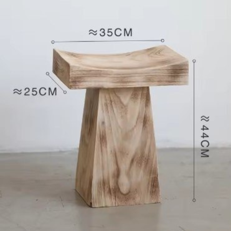 Rustic Wabi-Sabi T-Shape Wood Stool