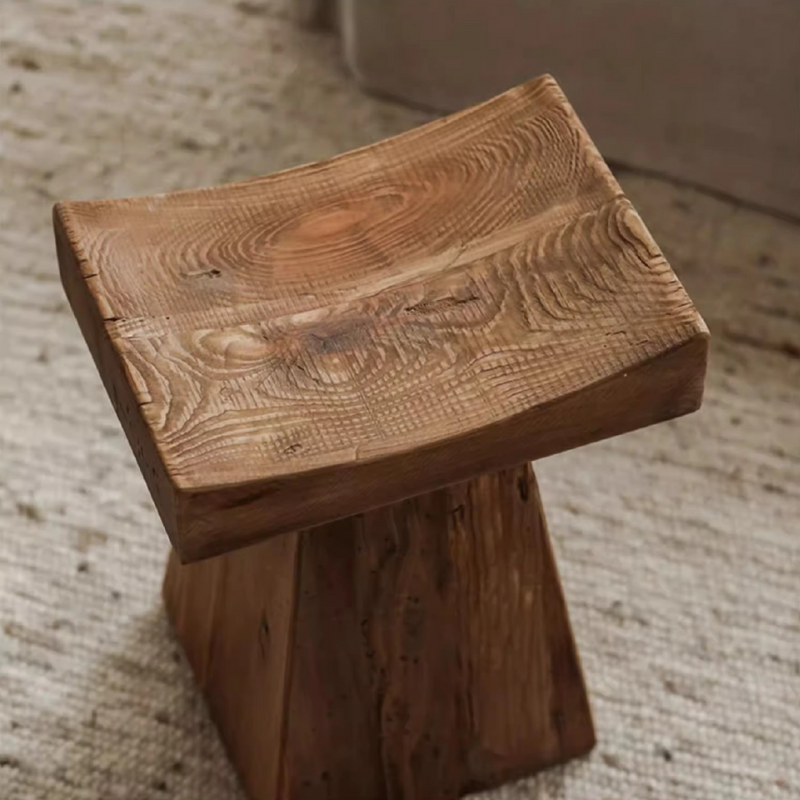 Rustic Wabi-Sabi T-Shape Wood Stool