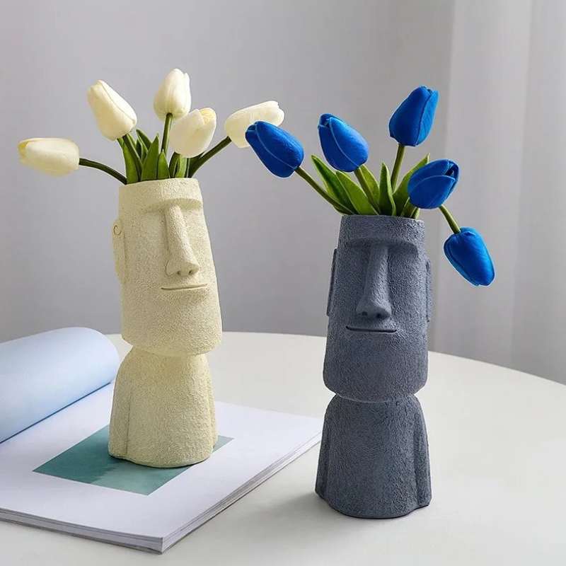 Abstract Ceramic Face Vase for Home Decor