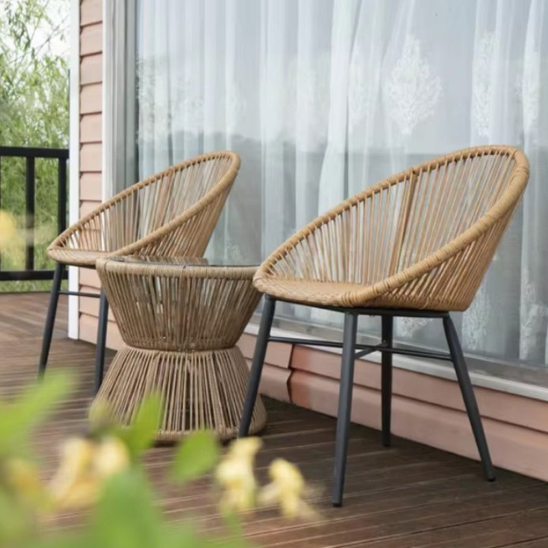 Modern Rattan Balcony Set - Three-Piece Outdoor Furniture