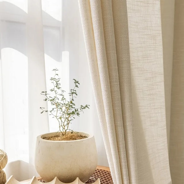 Linen Blackout Curtains in Warm Neutrals