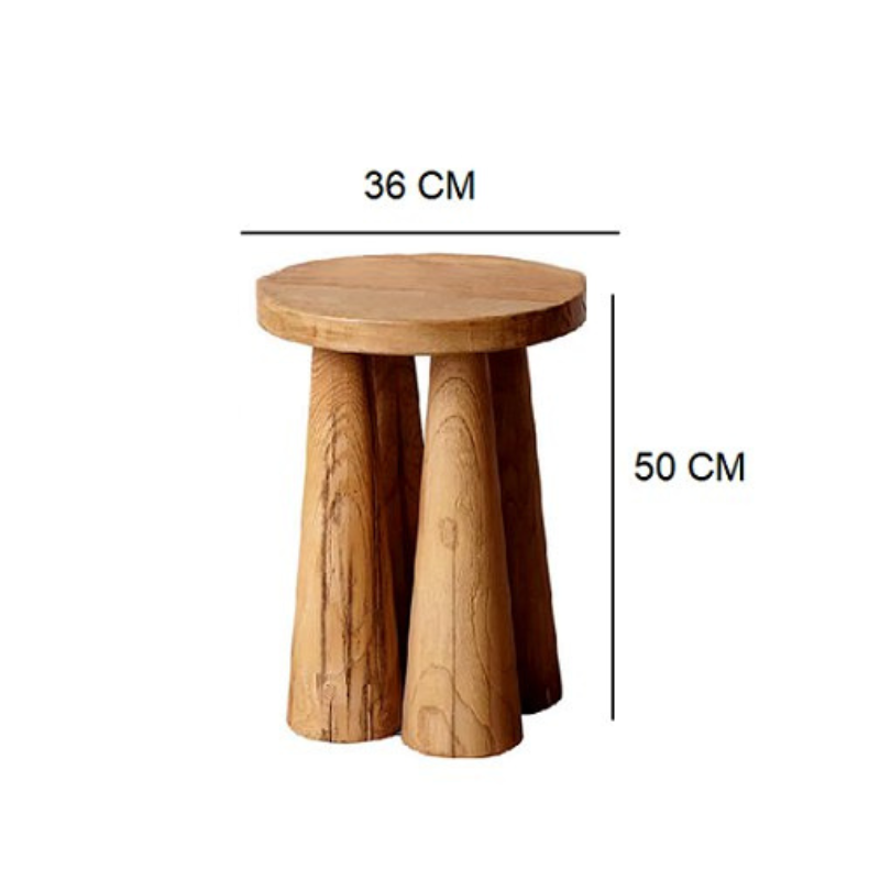 Wabi-Sabi Elm Wood Side Table - Modern Simple Design