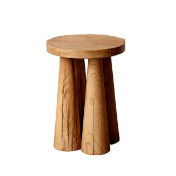 Wabi-Sabi Elm Wood Side Table - Modern Simple Design