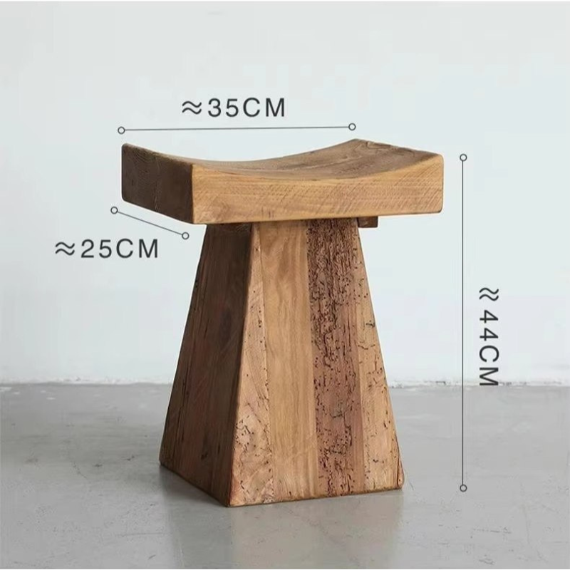 Rustic Wabi-Sabi T-Shape Wood Stool