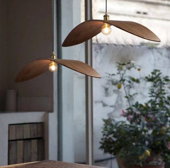 Wooden Pendant Lights for Minimalist Tablescapes