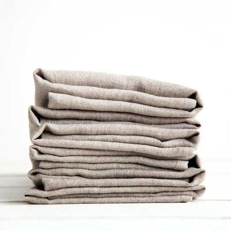 White and Grey Linen Napkins Set - Pack of 6