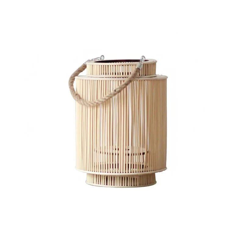 Beige Handmade Japandi Woven Wind Lamp - Candlestick for Home and Hotel Decor